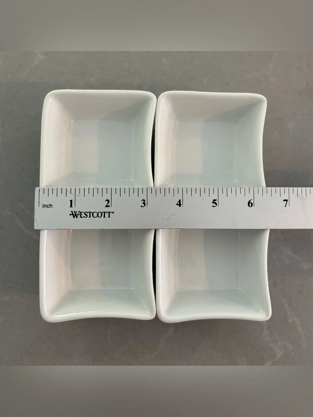 Pier 1 wavy white 5 piece serving set 10” divided plate + 4 sauce cups